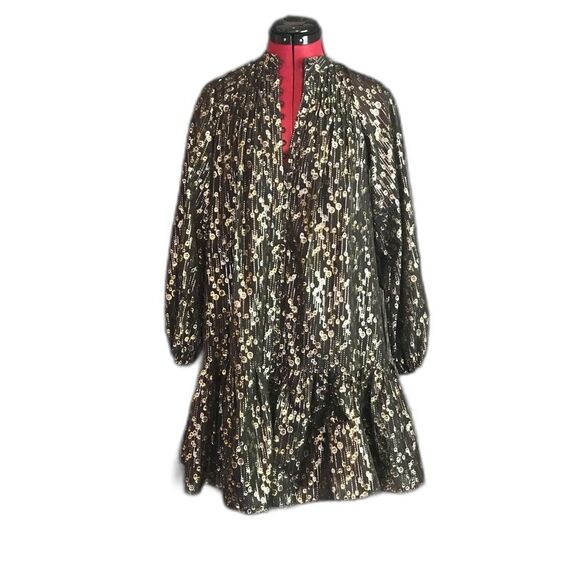 ANTONIO MELANI Camila Chiffon Black & Gold Metallic Cocktail Dress Size 0 NWT - Picture 13 of 13